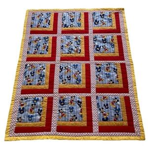 Vintage Handmade Disney MICKEY MOUSE
Baby Toddler Quilt Blanket Comforter 57x46"
